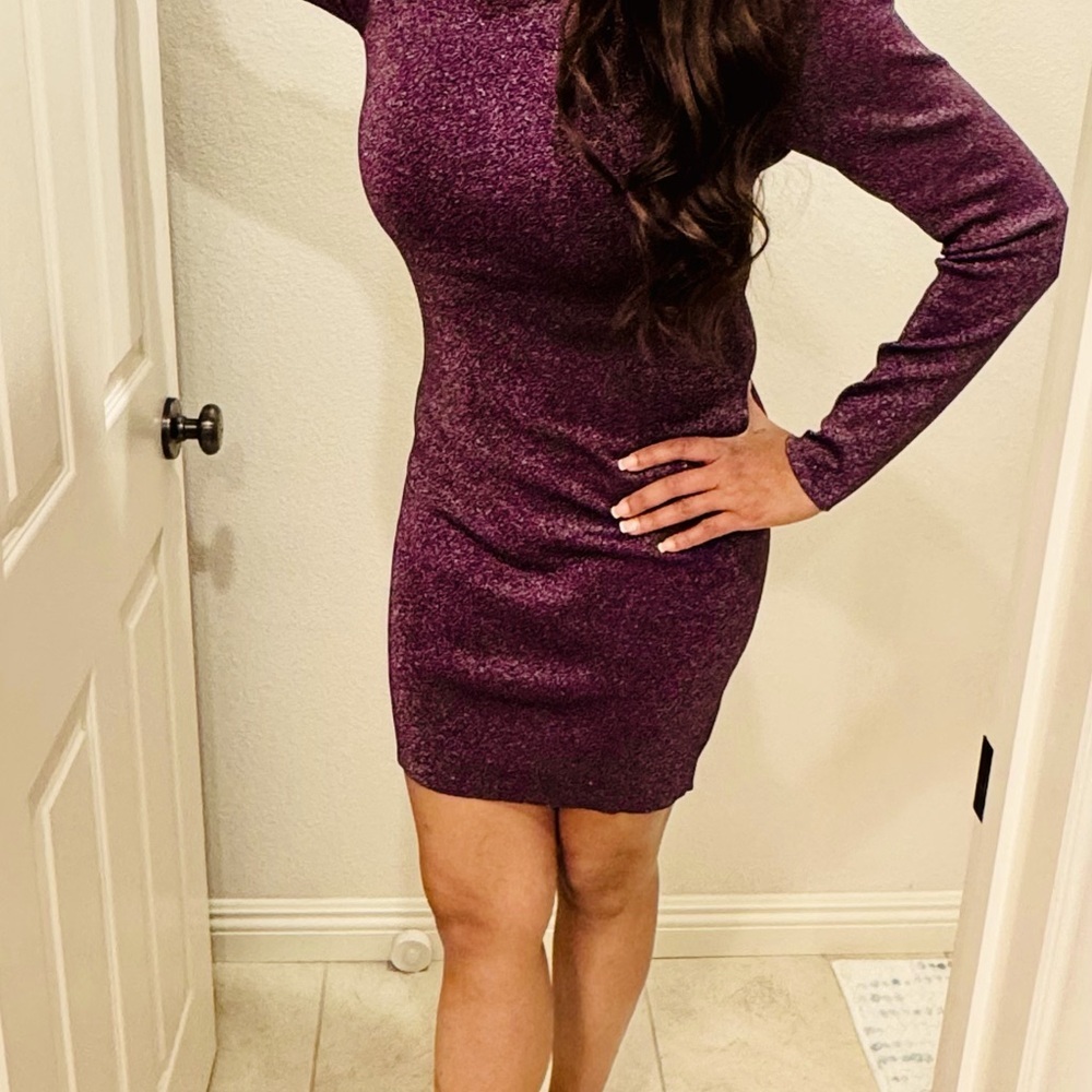 Astr Purple Long Sleeve Dress